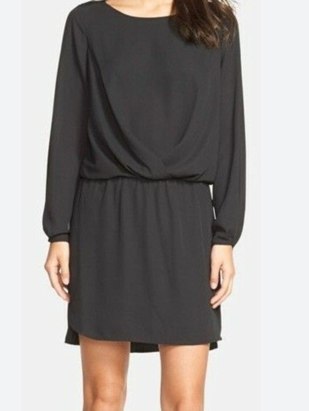 Vince Camuto Black Long-Sleeve Blouson Dress Size M, Vguc